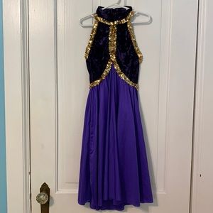 Purple velvet dance dress